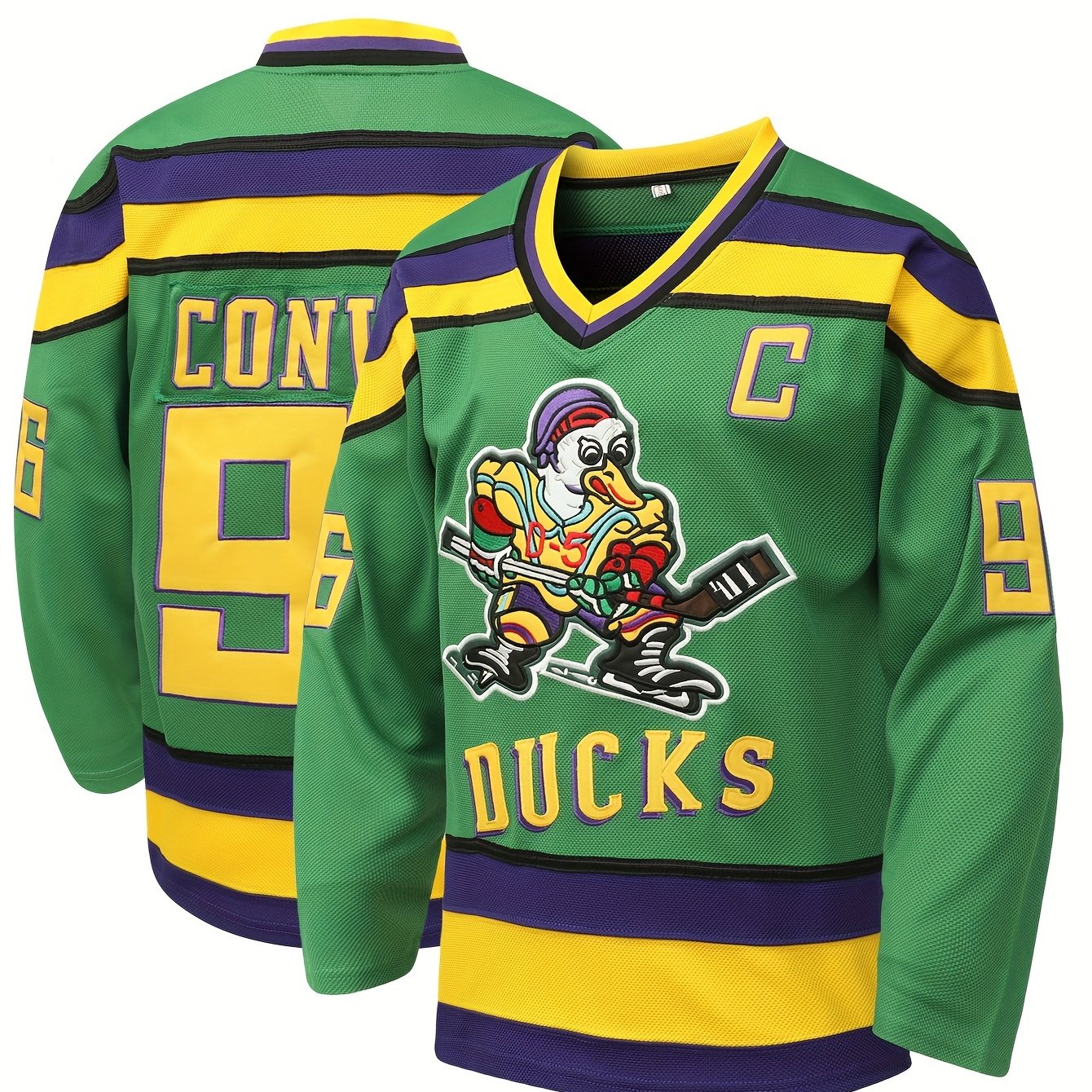Men's Long Sleeve Ice Hockey Jersey 96 Retro Duck Stitched Sweatshirt