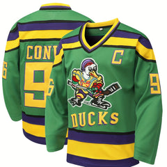 Men's Long Sleeve Ice Hockey Jersey 96 Retro Duck Stitched Sweatshirt