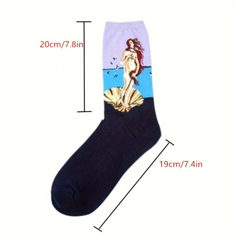 5 Pairs Art Painting Socks For Men Women Novelty Crew Sock