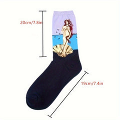 5 Pairs Art Painting Socks For Men Women Novelty Crew Sock