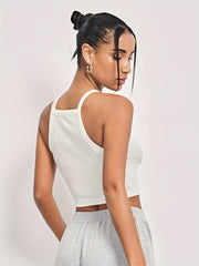 Ribbed Crop Spaghetti Strap Top Y2K Sexy Sleeveless Cami Top
