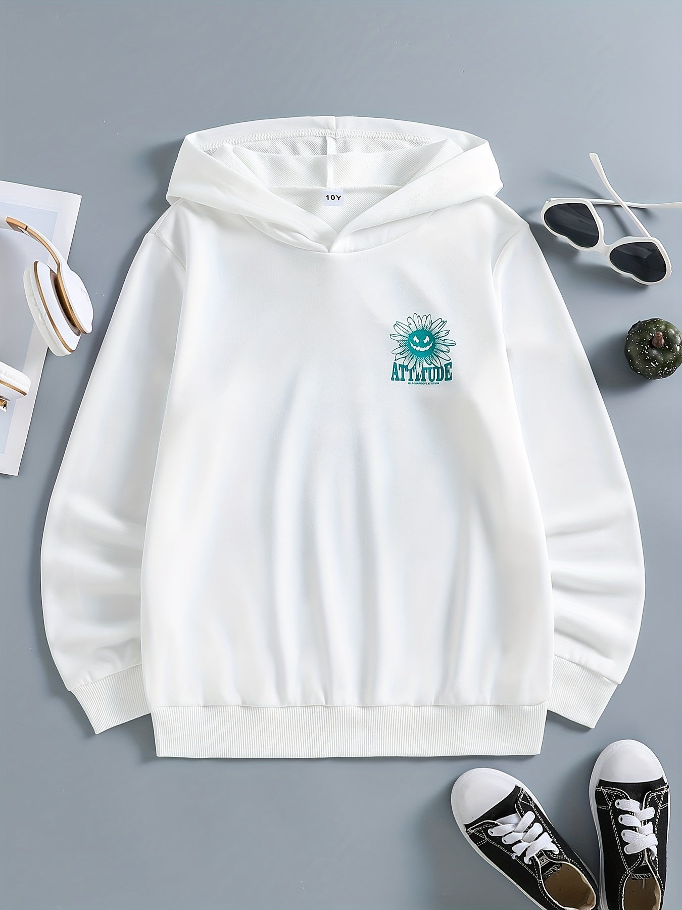 Girls' Flower Back Hooded Sweatshirt for Autumn