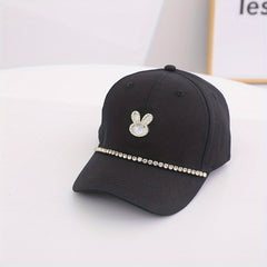 Kids Sunshade Casual Baseball Cap with Artificial Diamond