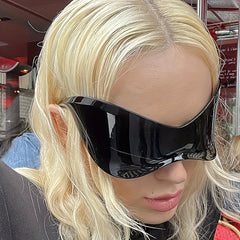 Oversized Wrap Around Sunglasses Gradient Lens Y2K Futuristic Eyewear