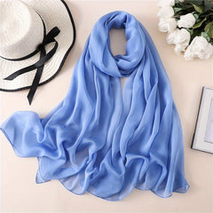 Solid Gauze Scarf Hijab Breathable Thin Shawl Women Casual
