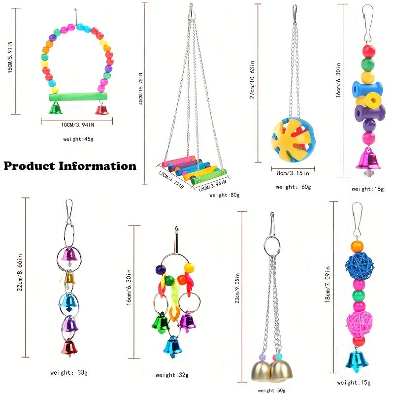 Bird Swing Toys with Bells for Pet Parrot Cage Hammock Hanging Toy