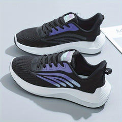 Women's Colorblock Mesh Sneakers Lace Up Low Round Toe Non slip Breathable Shoes
