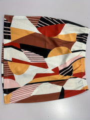 Colorblock Geometric Print Midi Skirt