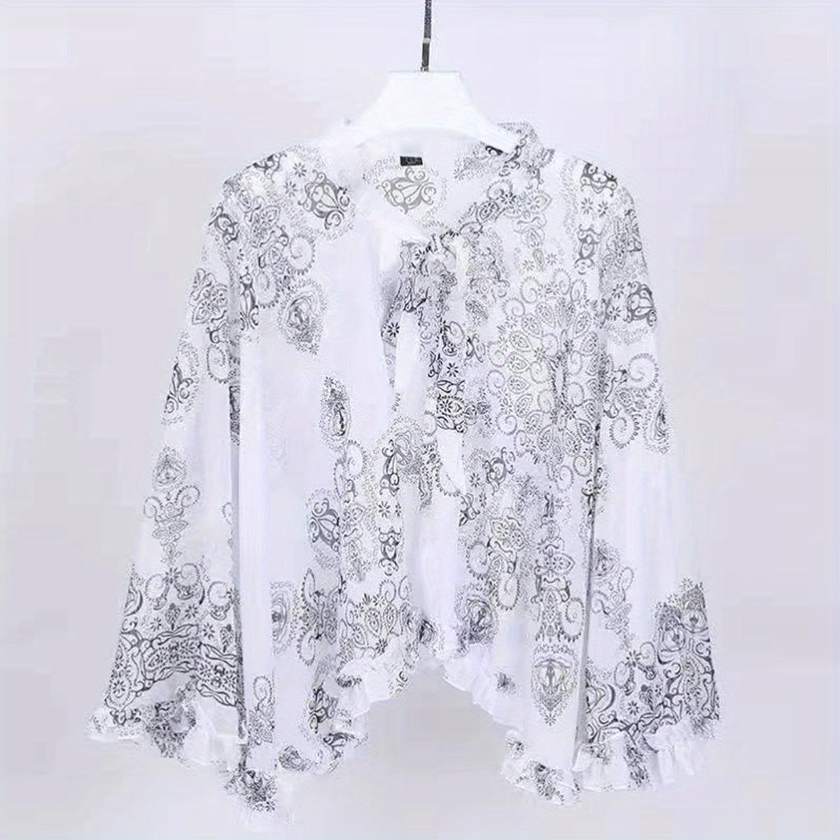 Vintage Flower Print Chiffon Shawl Breathable Sunscreen