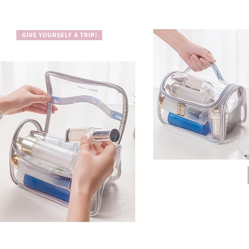 Transparent Waterproof Cosmetic Wash Bag Foldable Large Capacity Wash Bag