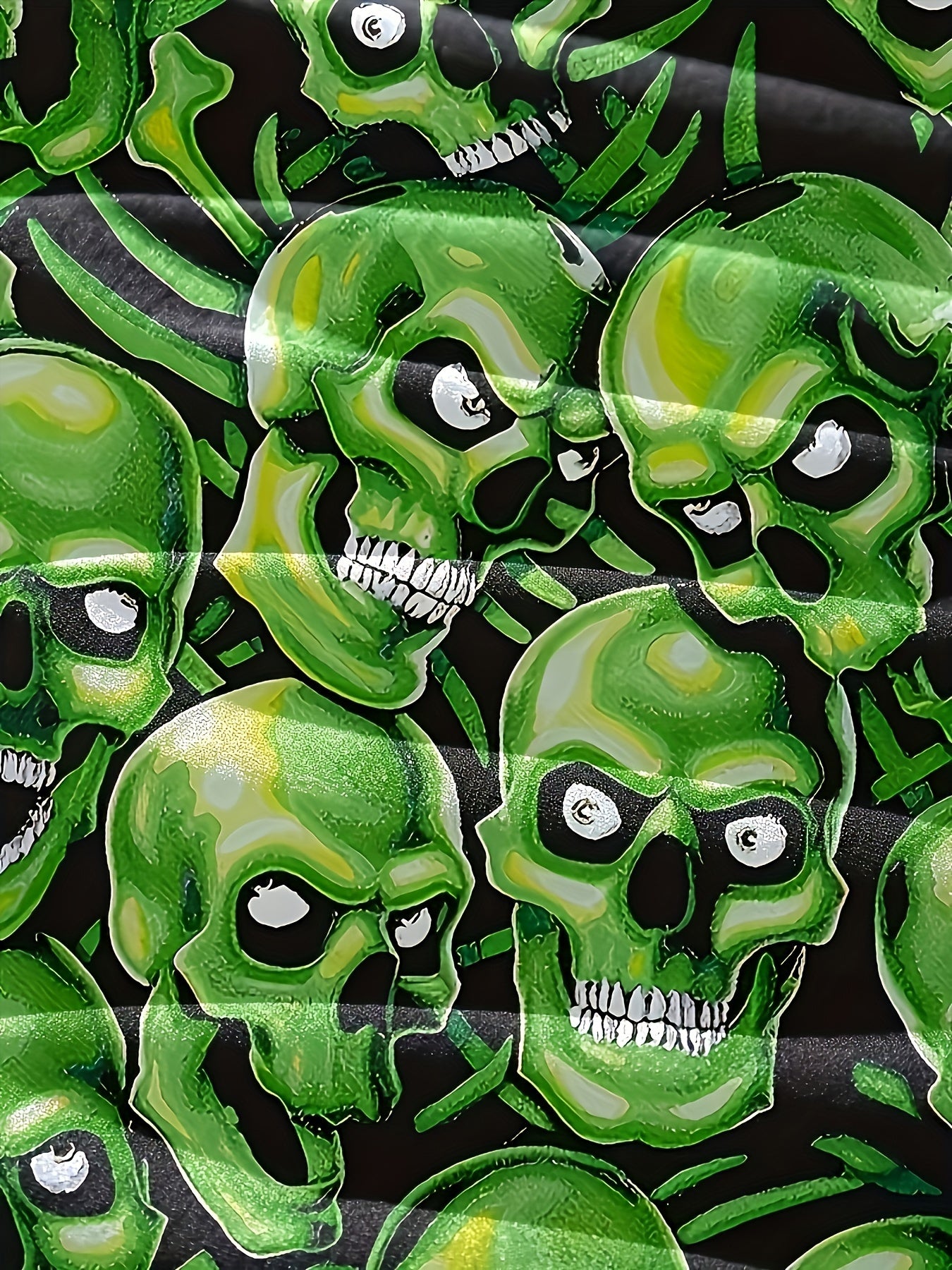 Green Skull 3D Print Hoodie Men's Graphic Pullover
