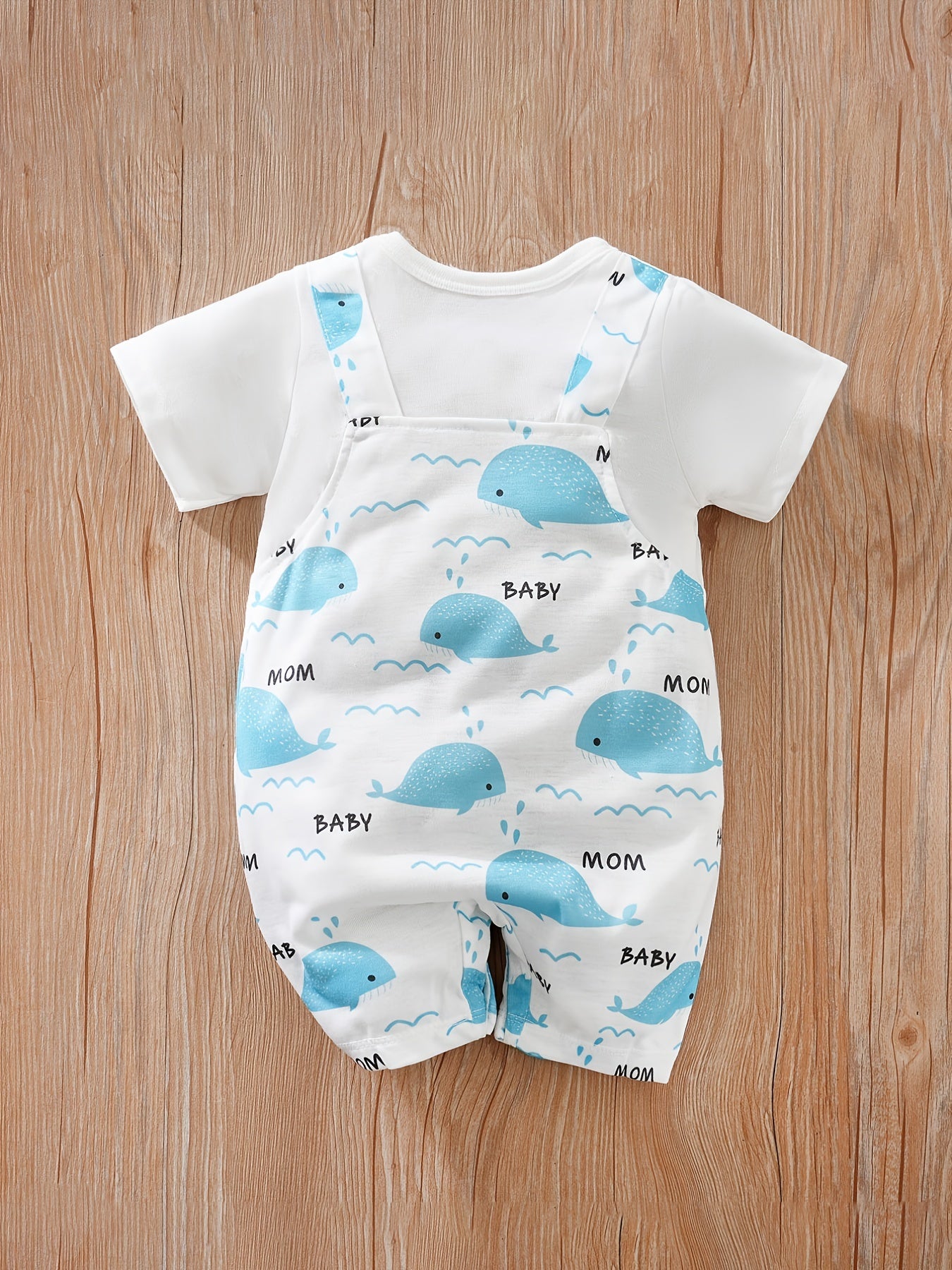 Infant Whale Print Romper Short Sleeve Jumpsuit