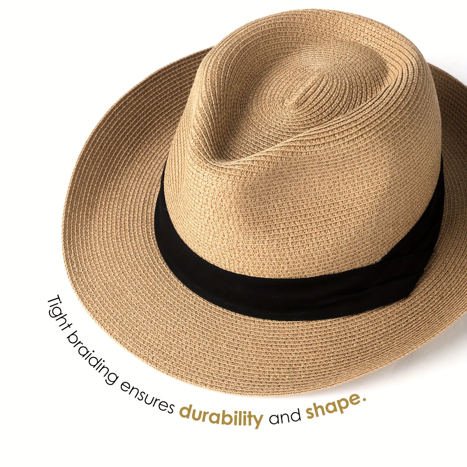 Wide Brim Straw Panama Hat Fedora for Men Women