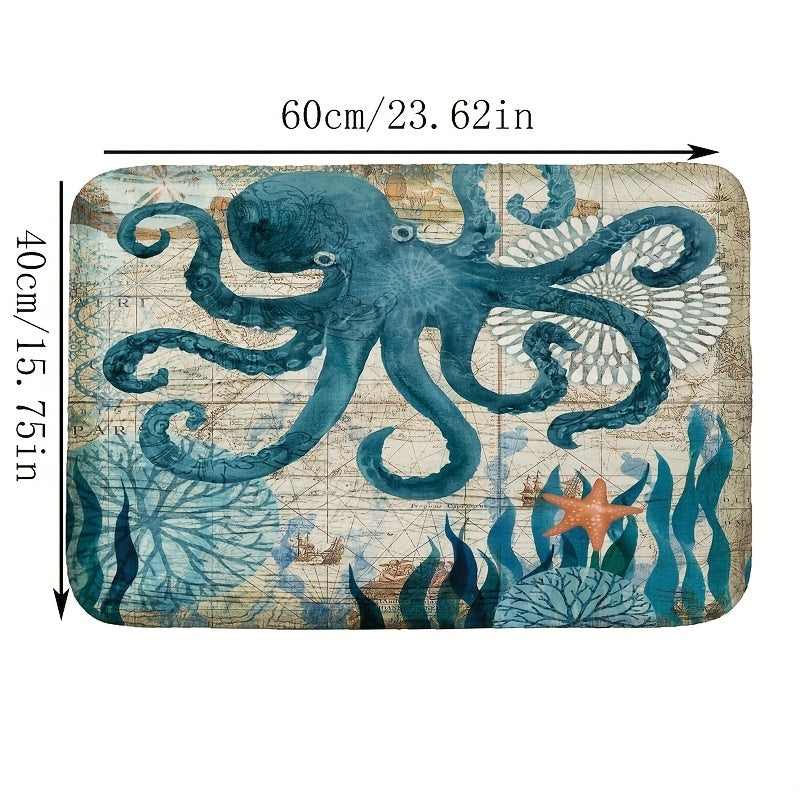 Sea Octopus Bath Rug Non Slip Washable