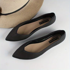 Women's Pointed Toe Ballet Flats Soft Sole Slip On Knit Shoes