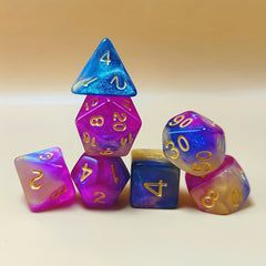 7pcs Dazzling Tri Apricot Purple Polyhedral Dice Set