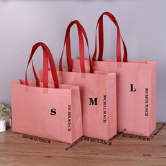 12pcs Non-woven Reusable Shopping Bags Long Handle Clothing Store Sturdy