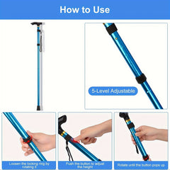Adjustable Folding Hiking Trekking Pole Lightweight Aluminum Alloy Stick