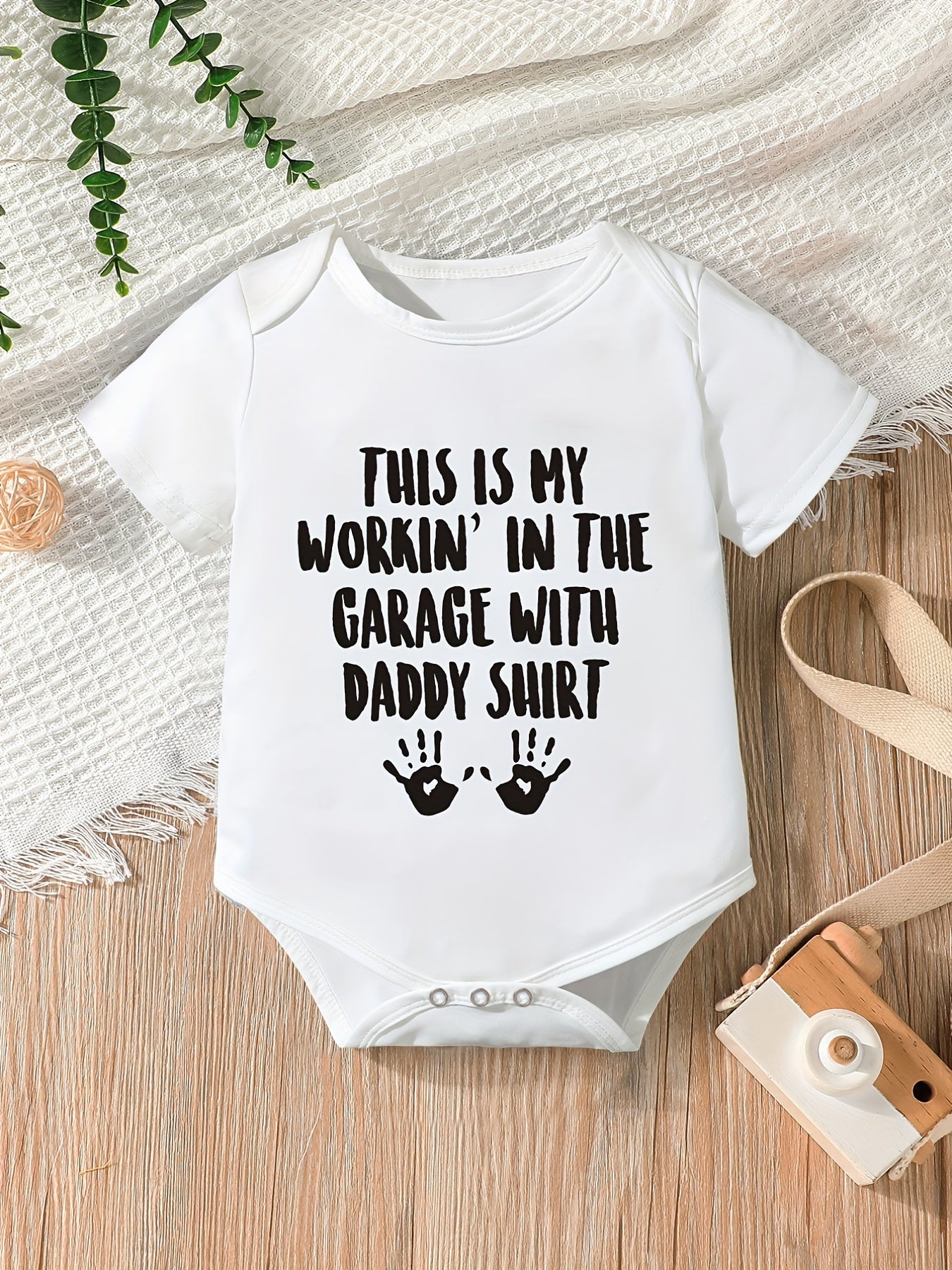 Baby Workin In The Garage With Daddy Short Sleeve Onesie