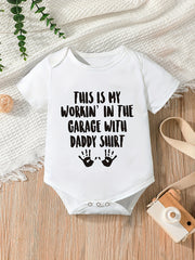 Baby Workin In The Garage With Daddy Short Sleeve Onesie