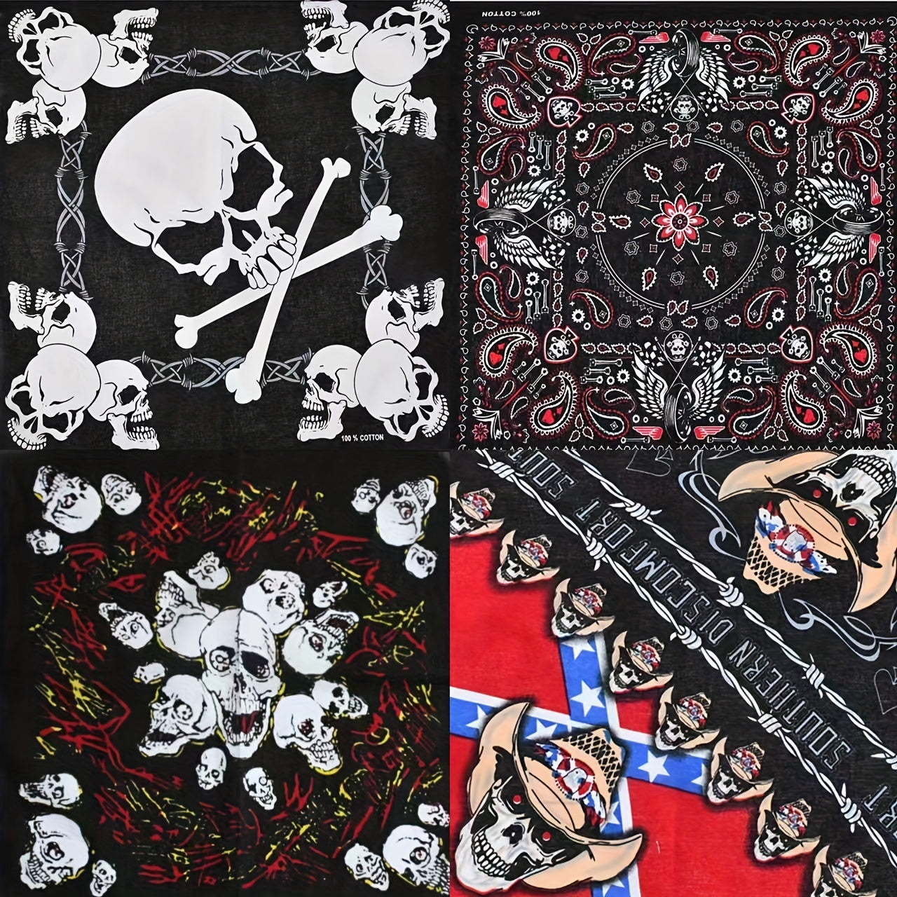 Hip Hop Skull Pattern Gradient Bandana Head Wrap