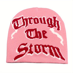 Y2K Beanie Cap Knitted Gothic Lightning Skull Hat Hip Hop Warm Ski Hat