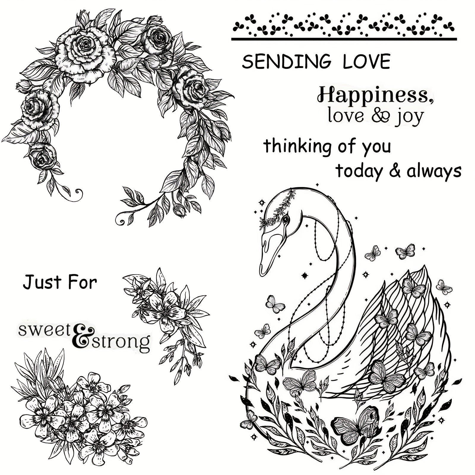 Fairy Tale Clear Stamps Reusable Butterfly Flower Leaf Designs