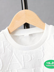 Boys Letter Pattern Outfit Round Neck T shirt & Shorts