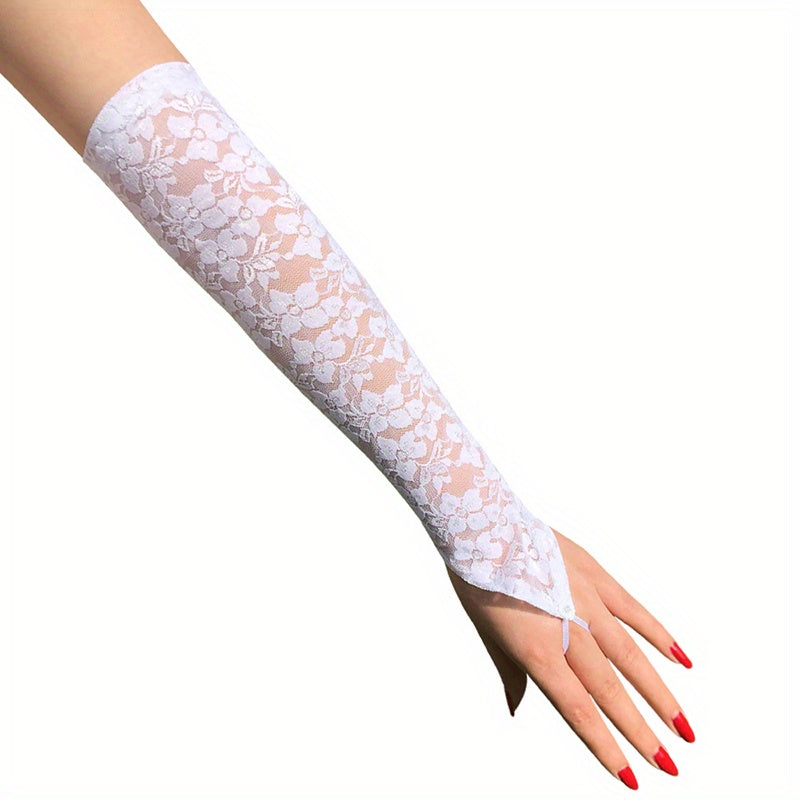 Long Lace Gloves Women Dress Accessories Thin Sunscreen Fingerless Gloves