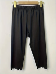 Scallop Trim Skinny Capris Leggings Casual Crop Leggings