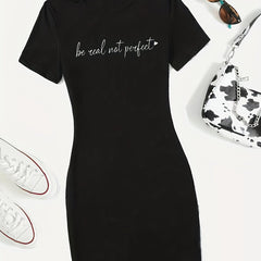 Real Print Tee Dress Short Sleeve Casual Dress Women's Clothing