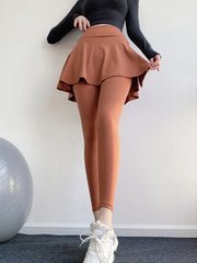 Stretchy Yoga Skirted Leggings for Women with Skirt Overlay