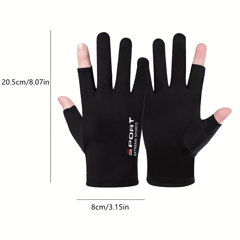 2 Finger Satin Gloves Spring Summer UV Protection Touch Screen Driving Gloves