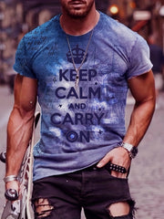 Men's Keep Calm and Carry On Print Short Sleeve T-shirt
