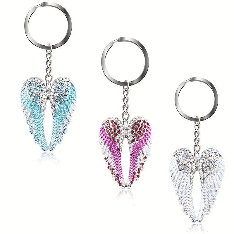 Angel Wings Rhinestone Enamel Keychain