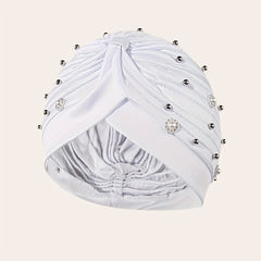 Faux Pearl Beads Hair Wraps Turban Head Scarf Beanie Cap