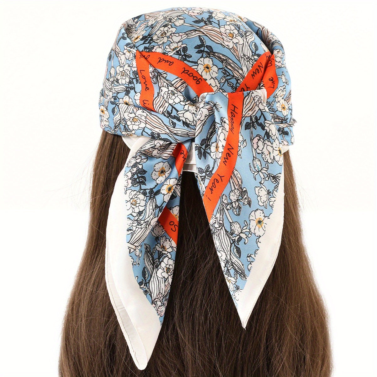 Floral Bandana Square Scarf Satin Shawl Head Wrap