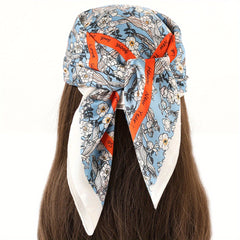 Floral Bandana Square Scarf Satin Shawl Head Wrap