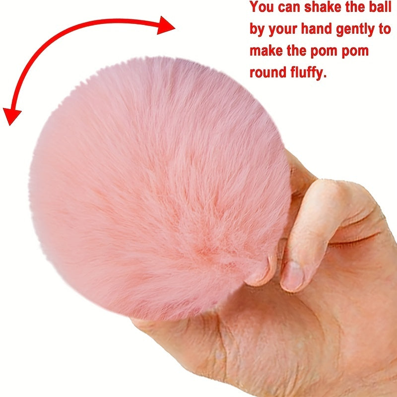 5pcs Faux Fur Pom Pom Balls Elastic Ring Key Chains Scarves Gloves Bags