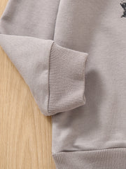 Lion Print Boys Casual Sweatshirt Crew Neck Tops Kids Clothing