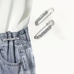 Rhinestone Waist Pin Buckle Brooch Sparkling Metal Jeans Dress Collar Clip