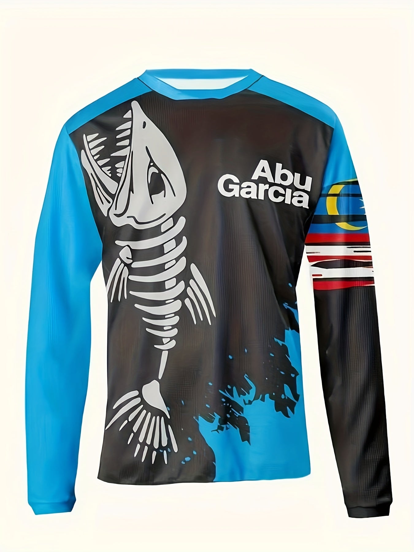 3D Fishbone Pattern Print Men's Graphic Crew Neck Long Sleeve Tee