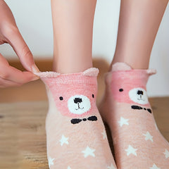 5 Pairs Cartoon Bear Print Socks Women's Stockings