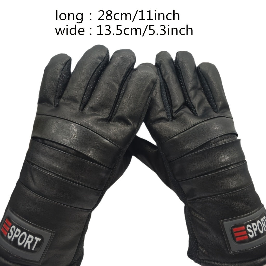 Men's Winter Warm Leather Gloves Touch Screen Thickened And Velvet Outdoor
