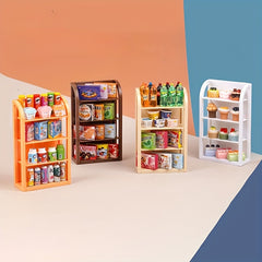 Mini Toy Supermarket Shelving Dollhouse Model Furniture