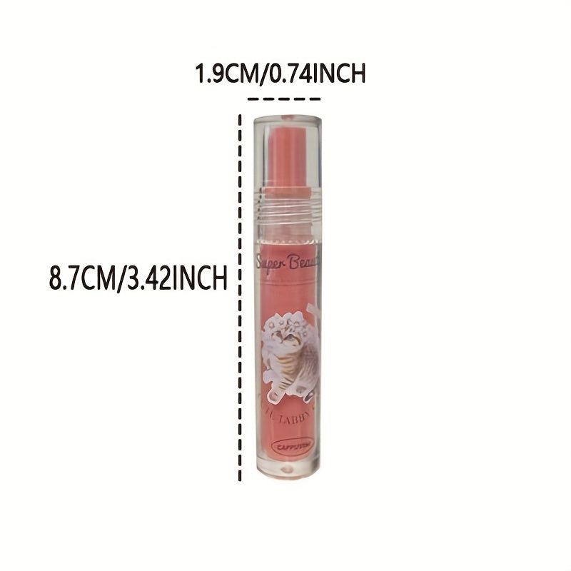 Cat Print 6 Jelly Lip Gloss Long Lasting Dew Sparkle Transparent Film