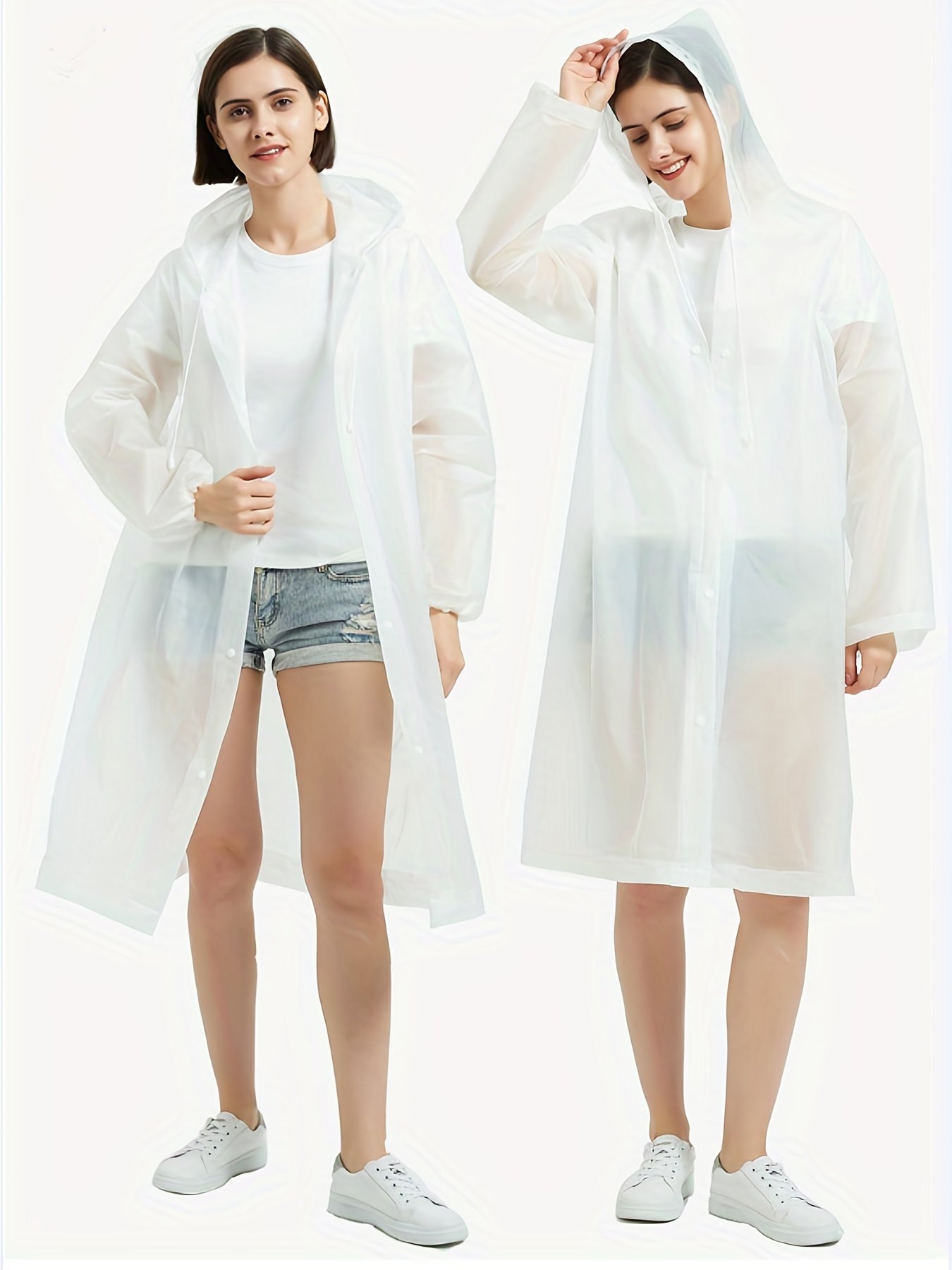 Thick PVC Waterproof Rain Pancho Hooded Raincoat