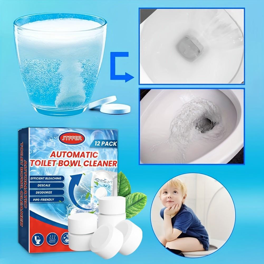 12pcs Toilet Bowl Cleaner Tablet Descale Deodorize Yellow Stains