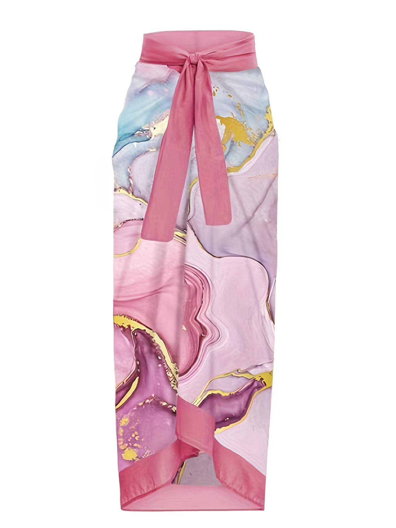 Pink Marble Print Tie Shoulder 2 Piece Swimsuit Set
