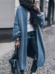 Solid Long Sleeve Open Front Sweater Cardigan